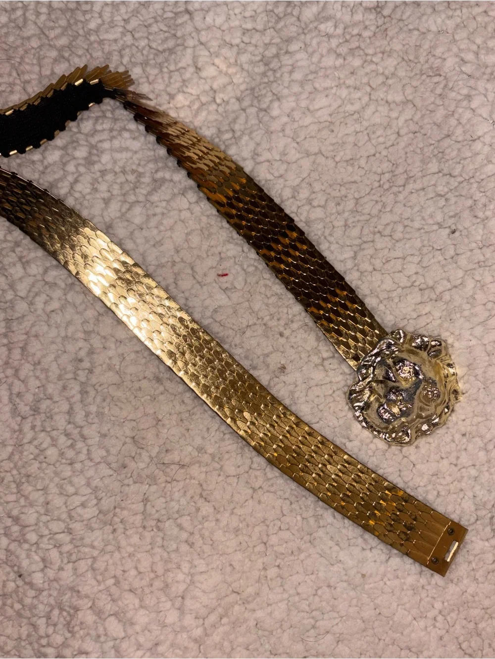 Vintage Gold Mesh Stretch Lion Head Belt Statement Waist Belt